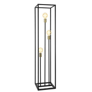 Lampada da Terra Alta 140 cm Piantana con 3 Fonti di Luce senza Paralumi - Telaio Rettangolare in Metallo Nero - lux.pro