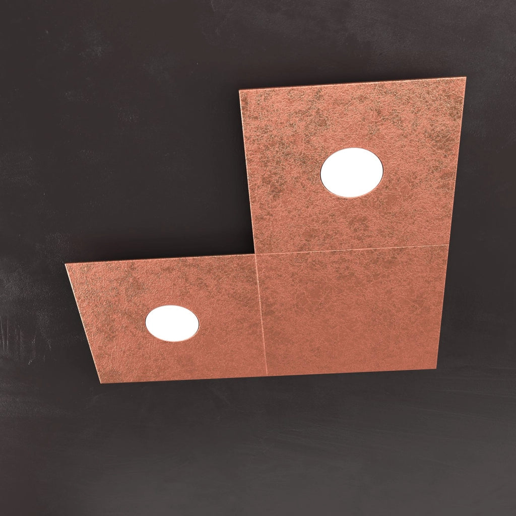 ECCENTRIC APPLIQUE-PLAFONIERA 2 LUCI + 1 DECORATIVO FOGLIA RAME 1156-2L1D-FR