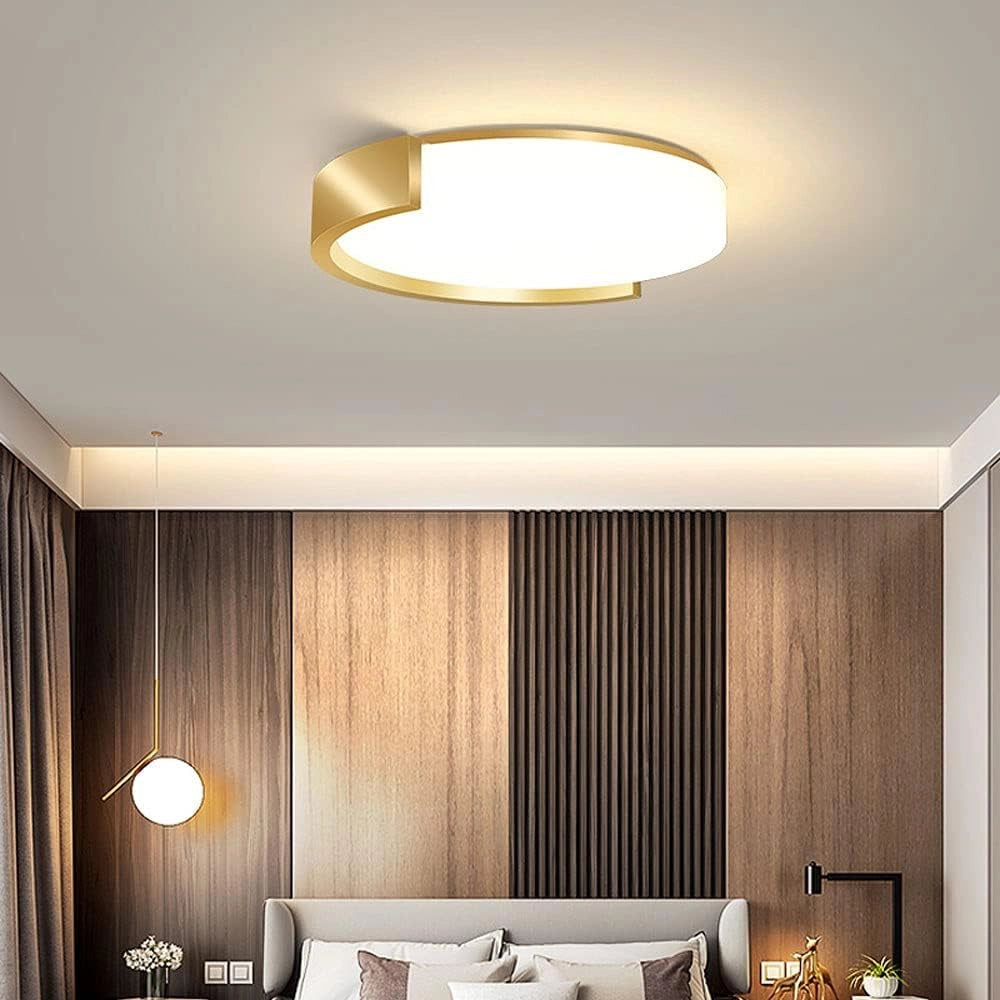 Trade Shop - Plafoniera Led 24 W Cerchio Oro Design Moderno Soffitto Tonda Luce Fredda 50125 -