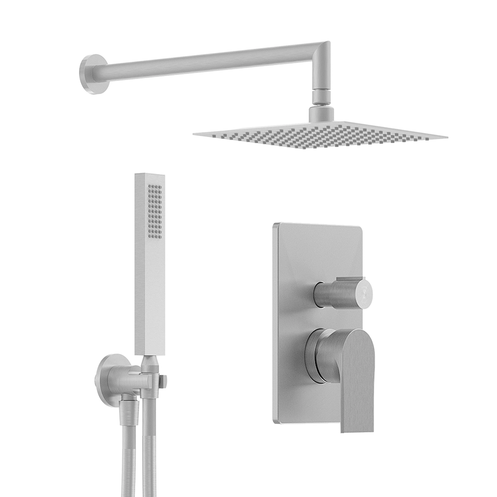 Sistema doccia 2 vie, soffione d=250 e doccino nickel spazzolato | Rita