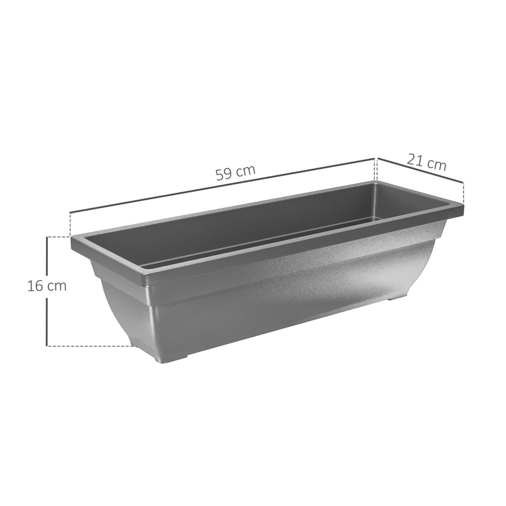 Set da 5 vasi da esterno impilabili in plastica, grigio, 59 x 21 x 16 cm, per interno ed esterno