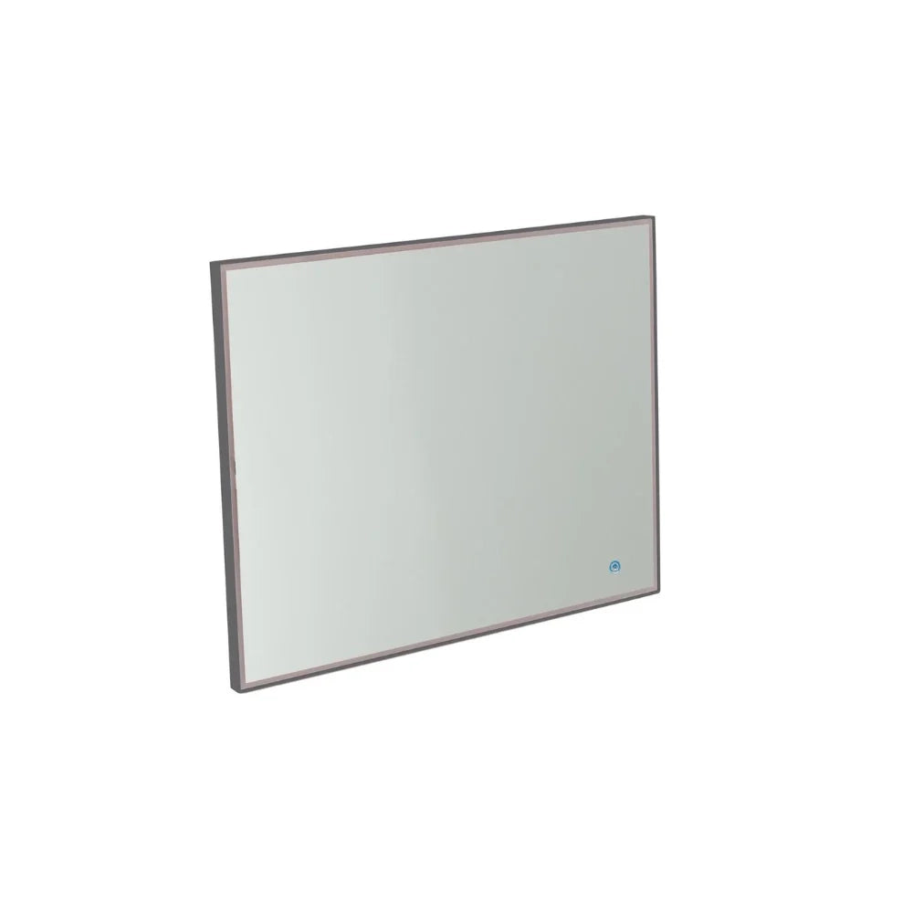 Specchio rettangolare da parete con luce Laddy con cornice in alluminio antracite | Duzzle