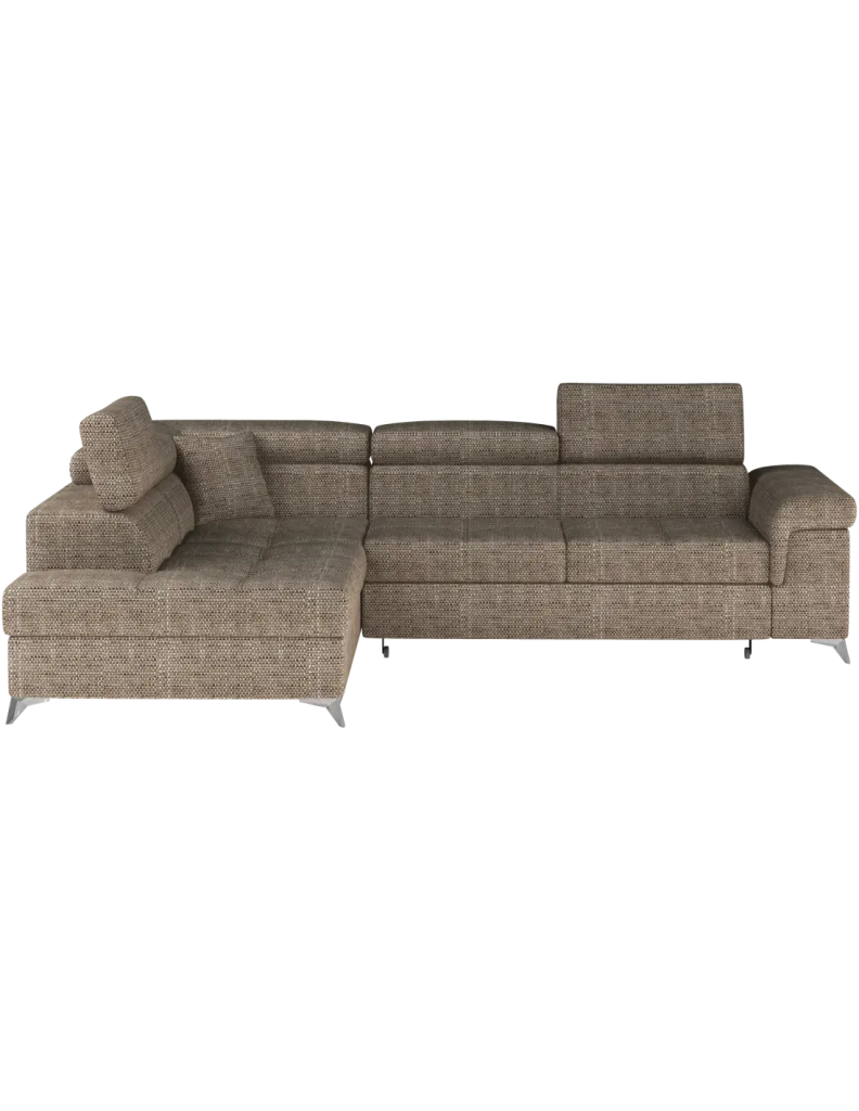 Divano ad angolo trasformabile PALAZZO 4 posti beige – angolo sinistro con 1 cuscino
