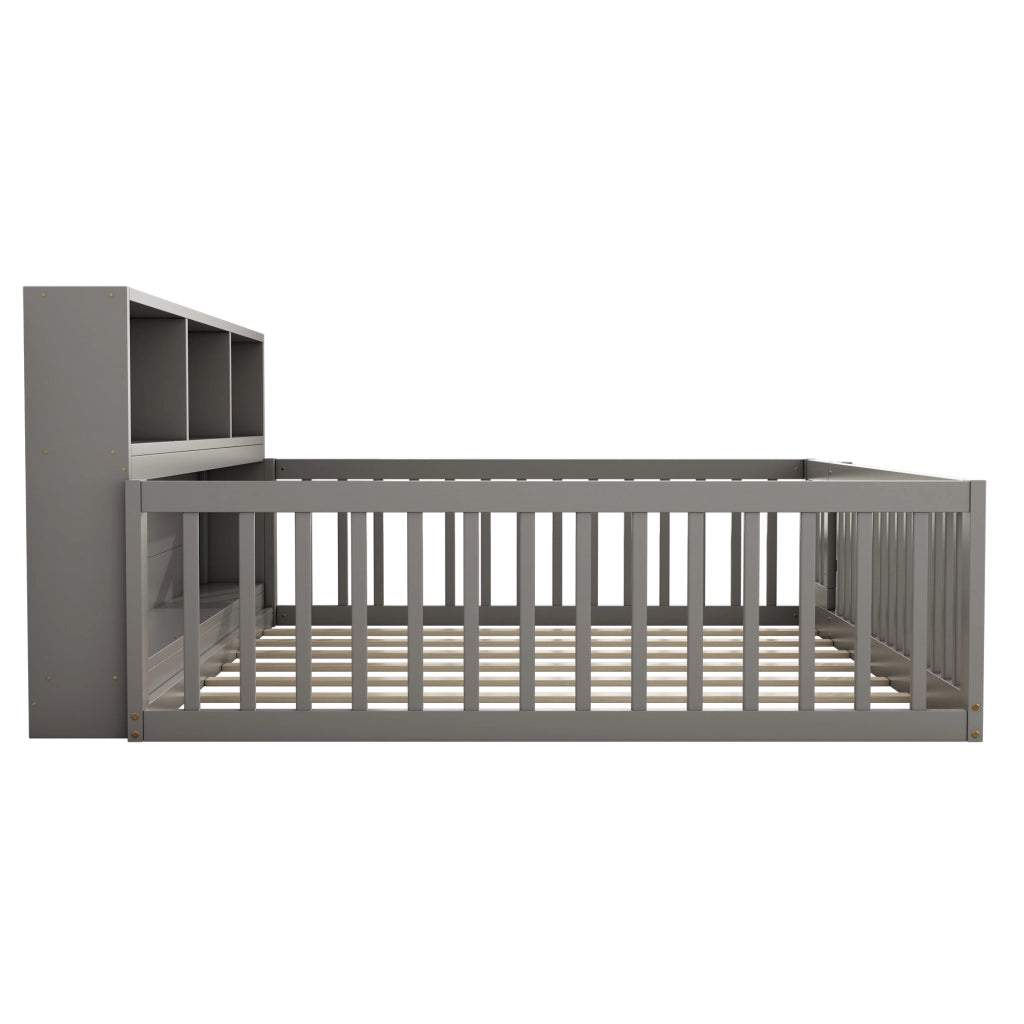 Divano Letto con Contenitore ¨C MINIMAL ¨C Legno di Pino, Grigio, 140x200
