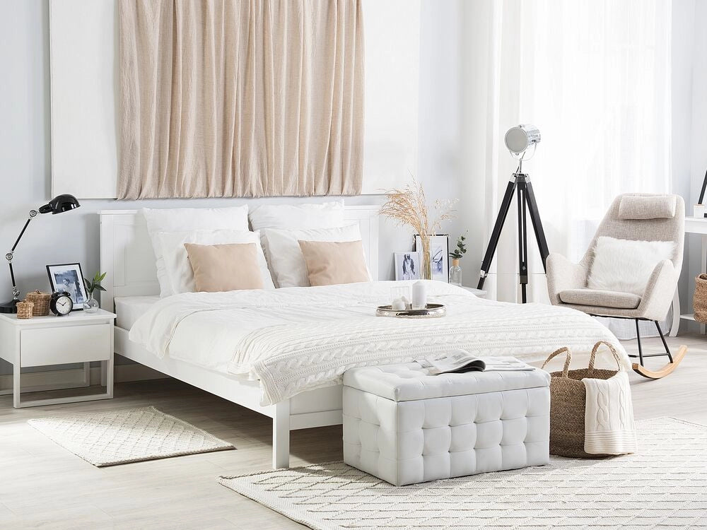 Letto in legno di pino bianco 180 x 200 cm in stile scandinavo