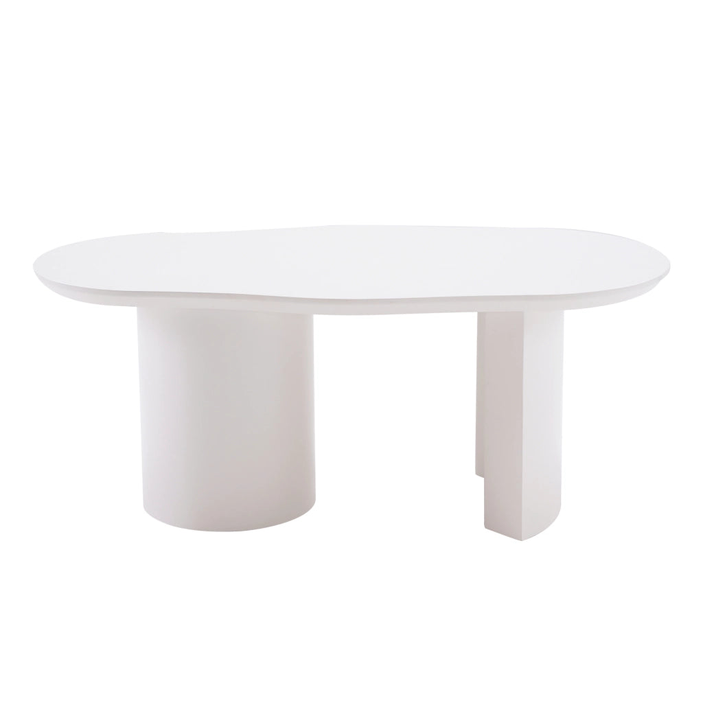 Tavolino da caff¨¨ bianco 100 cm in MDF con piano irregolare e finitura laccata