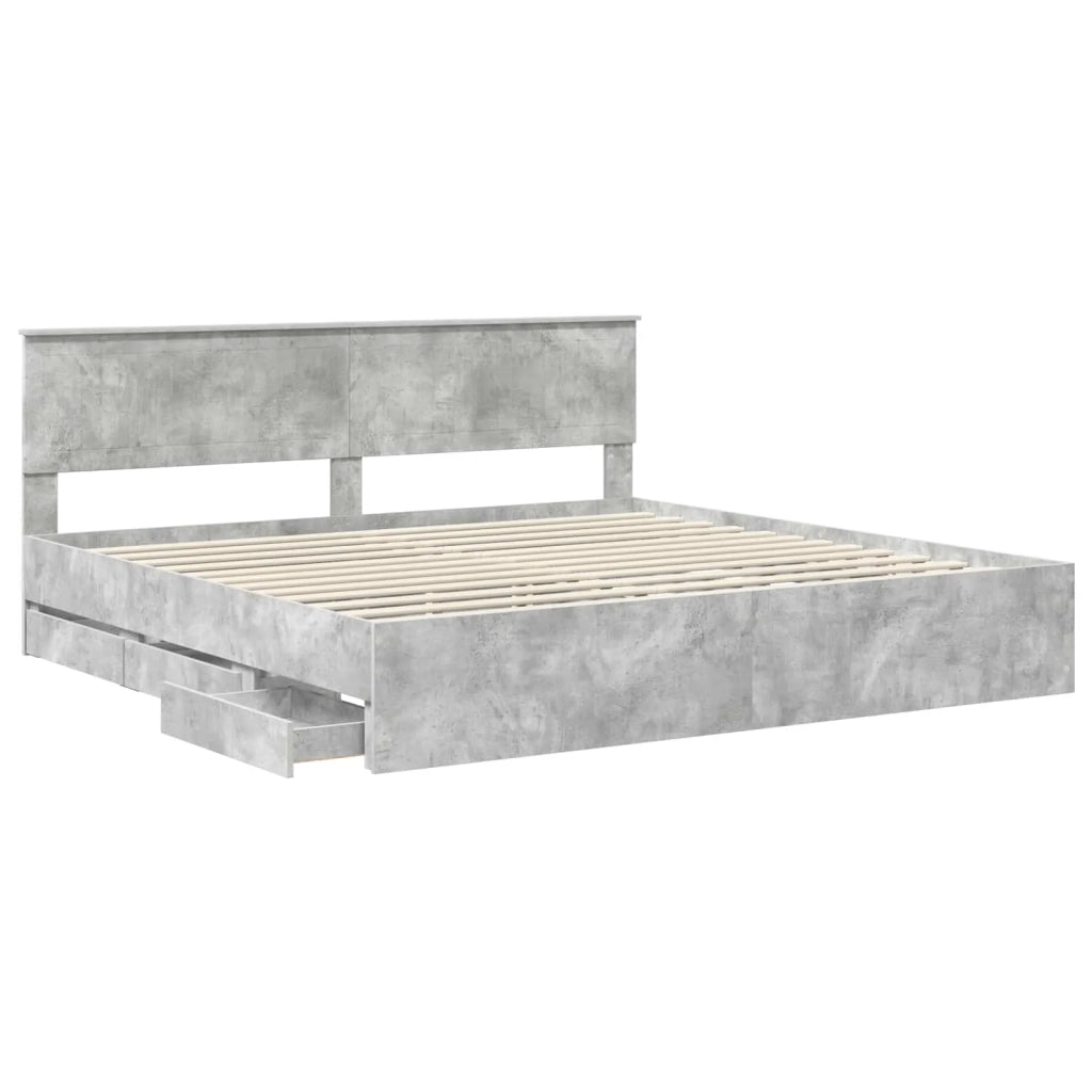 Struttura del letto con cassetto Grigio cemento 200 x 200 cm