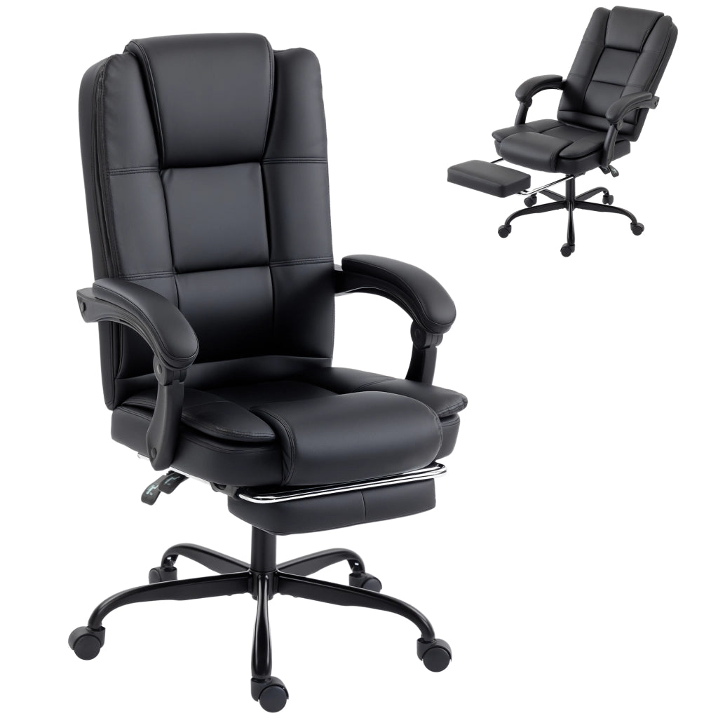 Poltrona da ufficio ergonomica reclinabile ¨C Xylo ¨C PU nero con poggiapiedi estraibile e altezza regolabile