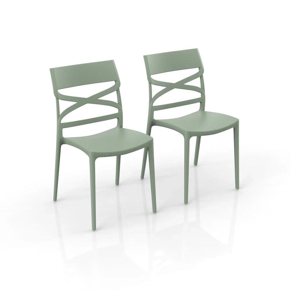 Set 2 sedie in polipropilene FLOW, 100% MADE IN ITALY, impilabile, resistente ai raggi UV, design moderno, ideale per sala da pranzo, cucina, bar, ristoranti o giardino, colore Menta