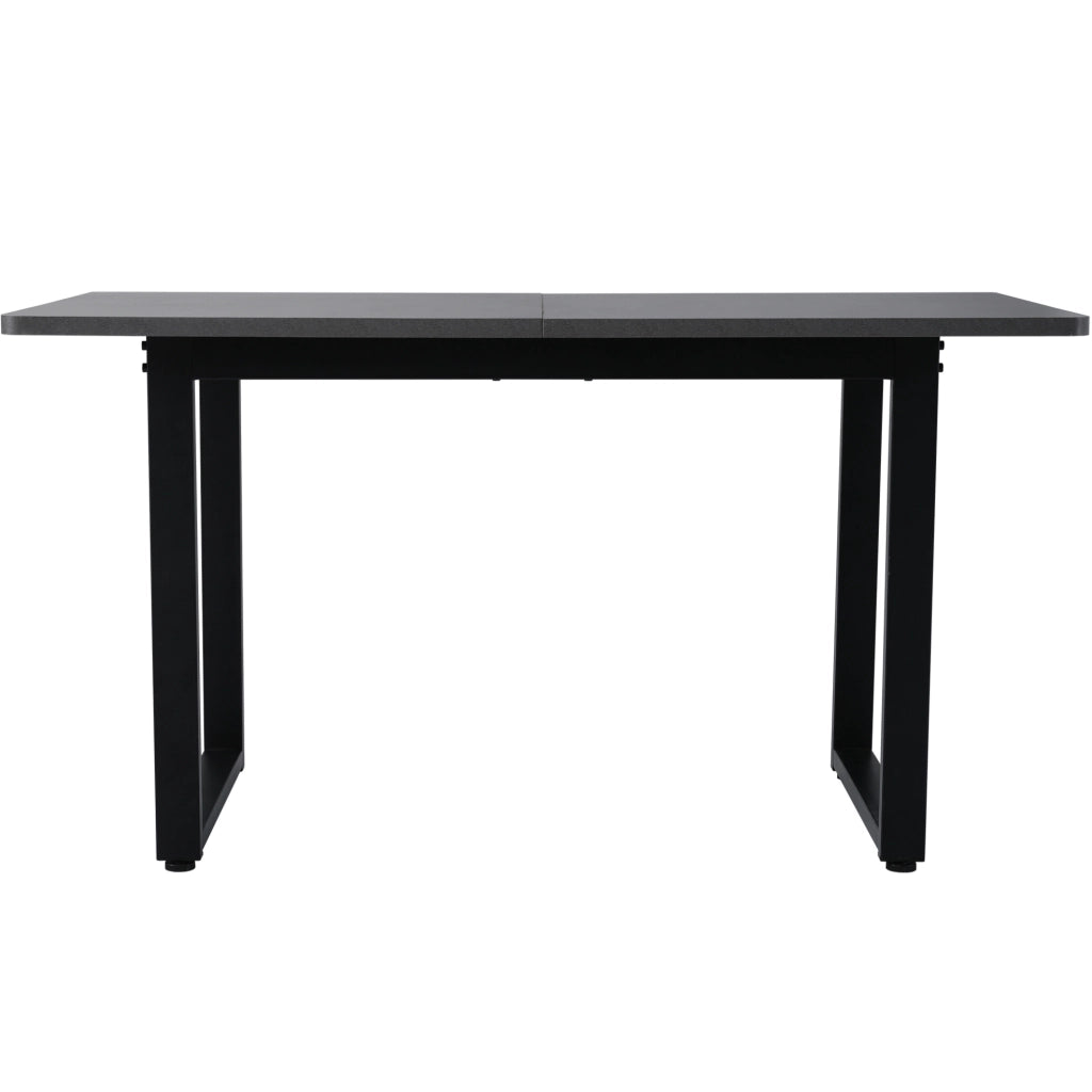 Set da pranzo 5 pezzi con 4 sedie in velluto e tavolo rettangolare; nero e grigio; stile industriale