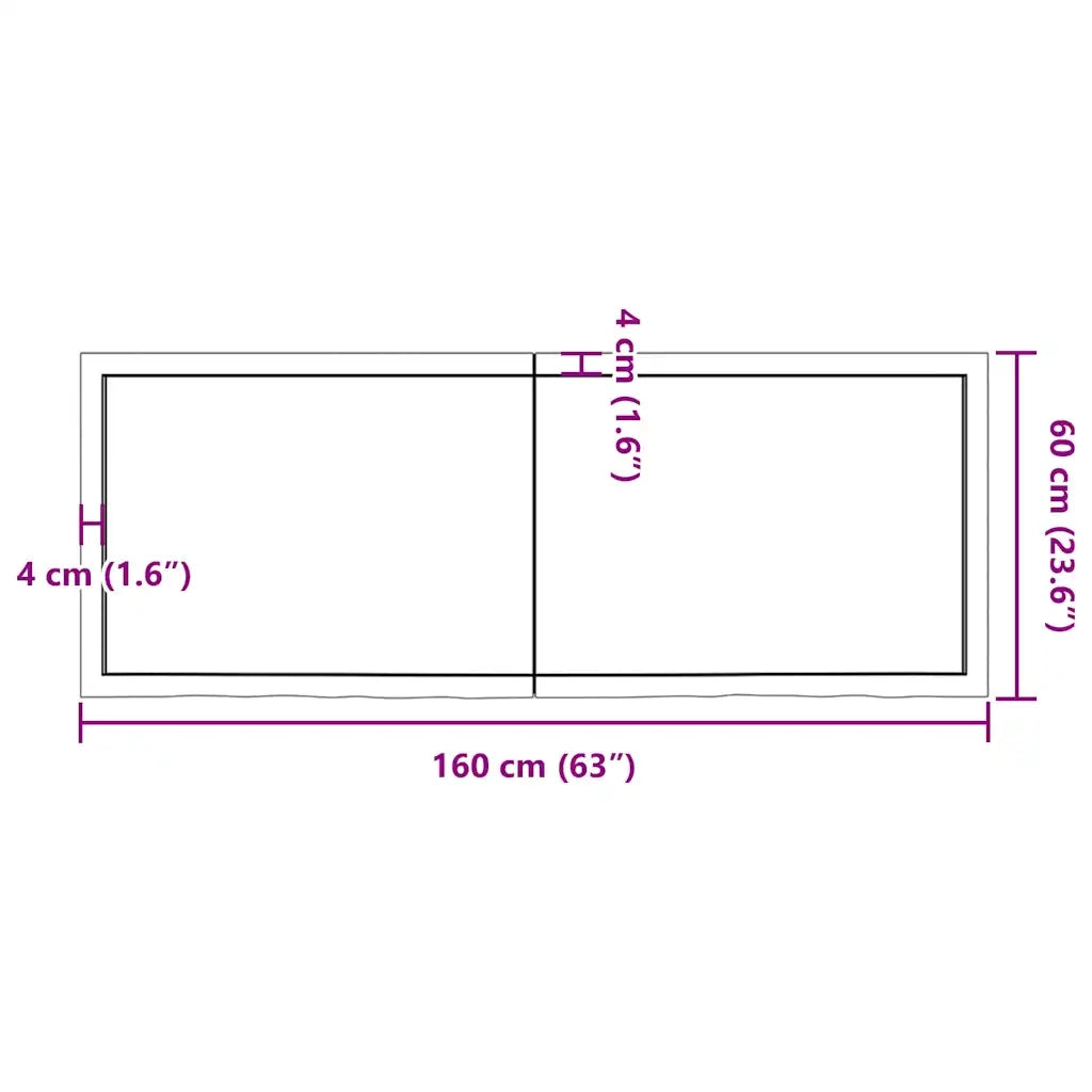 vidaXL Ripiano Muro Marrone 160x60x(2-4) cm Massello Rovere Trattato