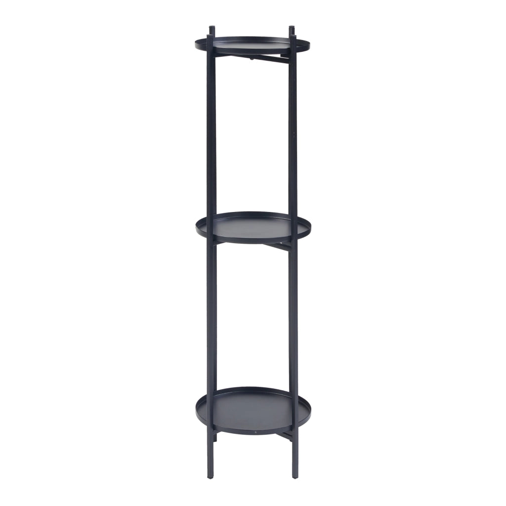 Portavasi Tuusula con 3 Sottovasi Portapiante in Metallo Nero 94 x 25 cm [en.casa]