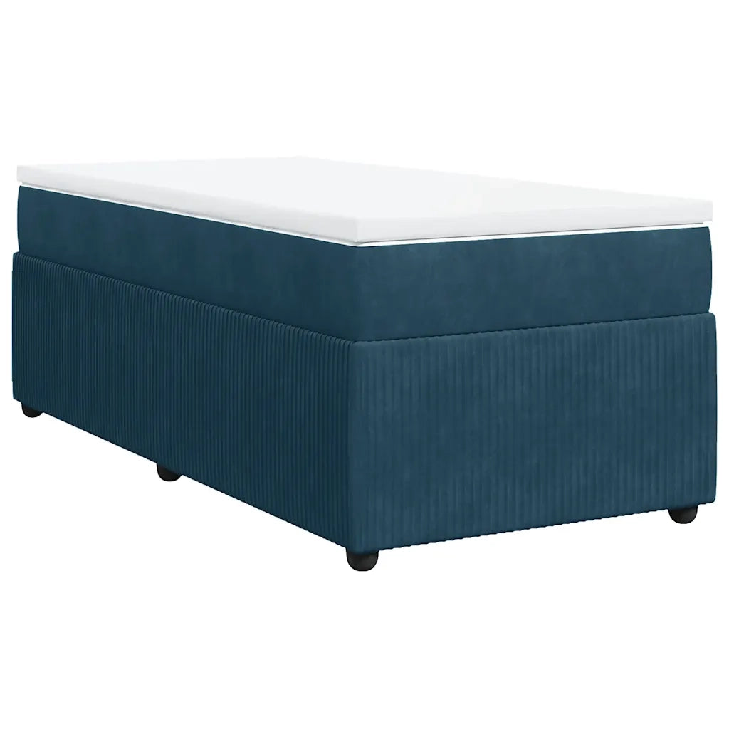 Giroletto a Molle con Materasso Blu Scuro 90x190 cm in Velluto