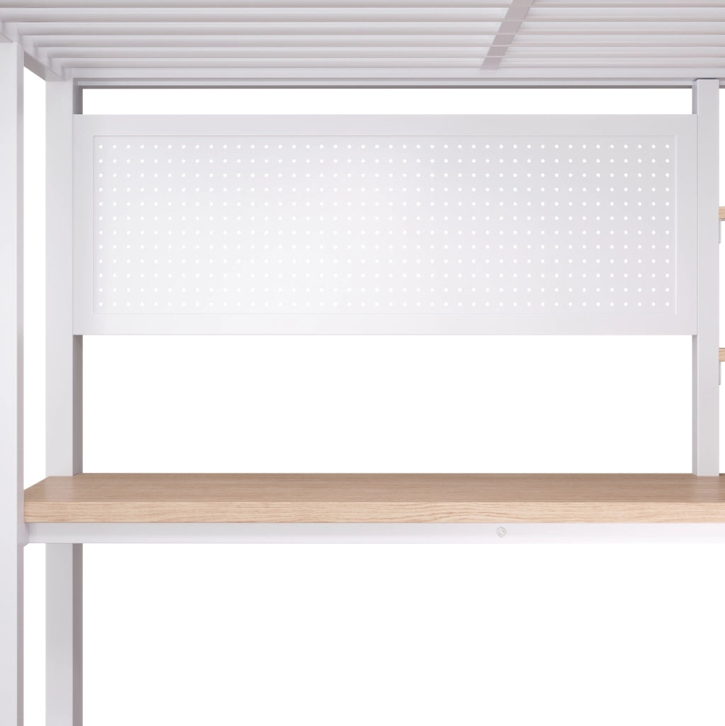 Letto a soppalco 140x200 cm con scrivania, LED e USB-C