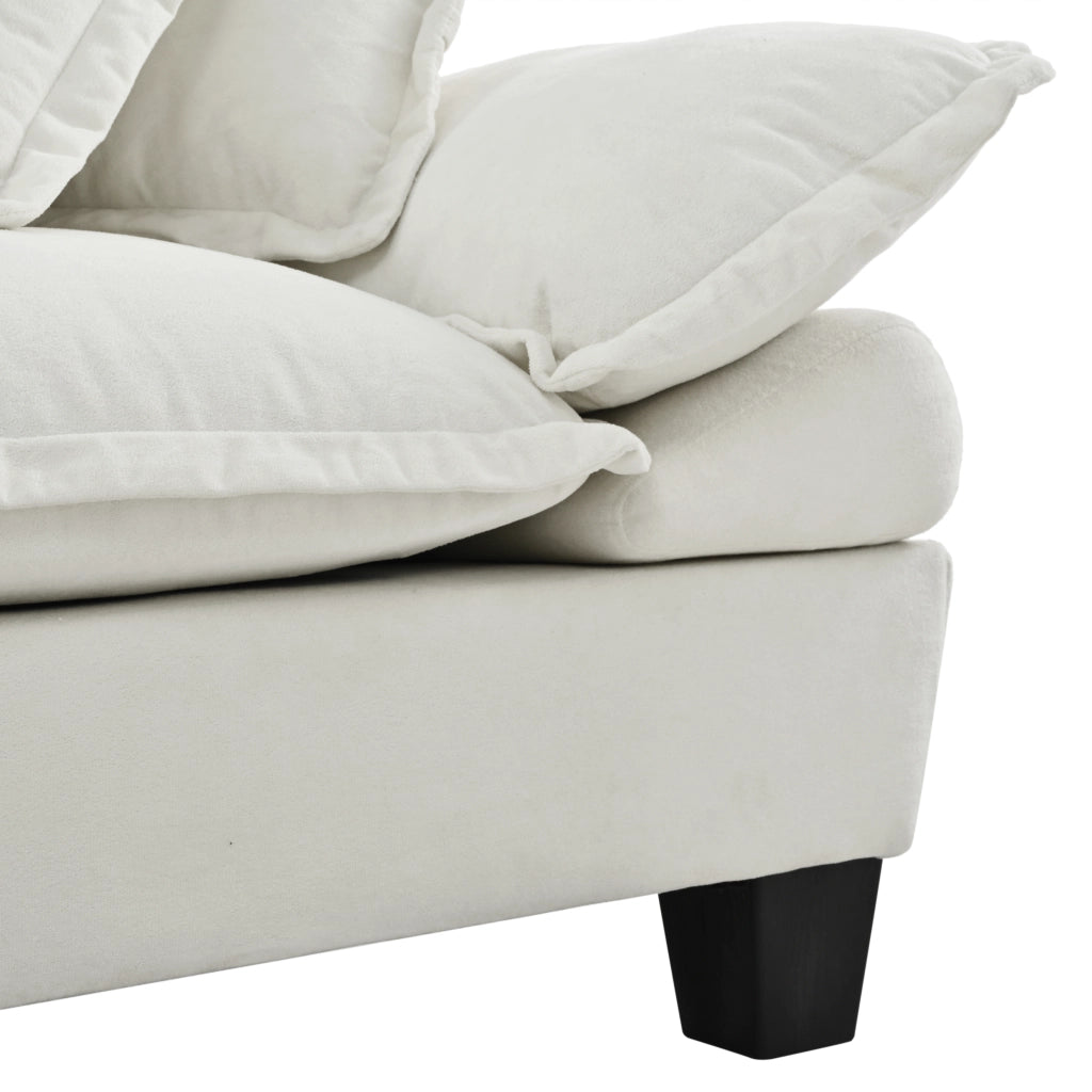 Divano con braccioli rimovibili, porta USB, vani portaoggetti e portabicchieri in chenille beige 224 × 82 × 90 cm