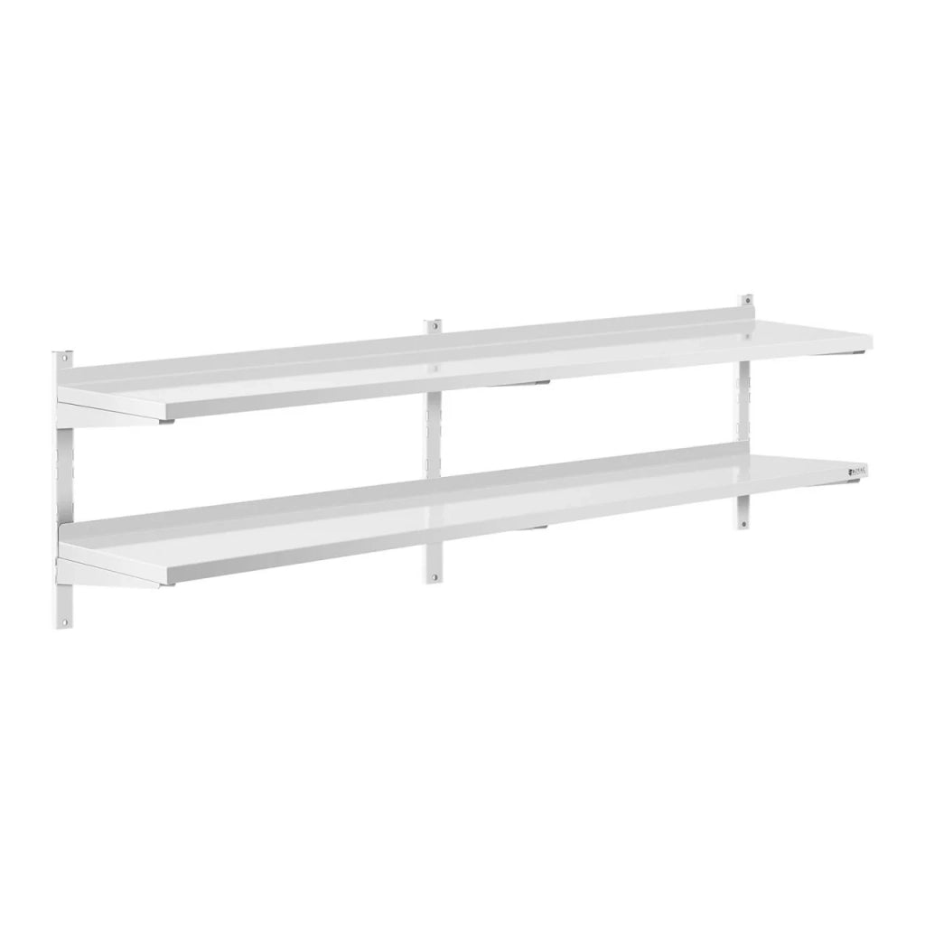 Mensola da parete professionale in acciaio inox - 2 ripiani - 40 x 200 cm 14_0001557