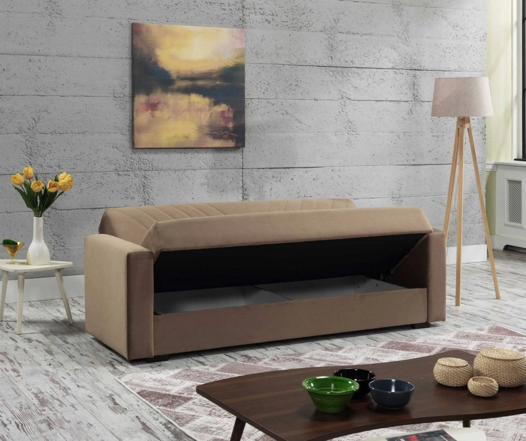 Adda, Divano Letto 3 Posti Contenitore, 81x214 cm Nero