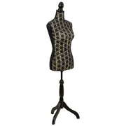 Manichino in legno e schiuma rivestito in tessuto nero 24x37,5x168h