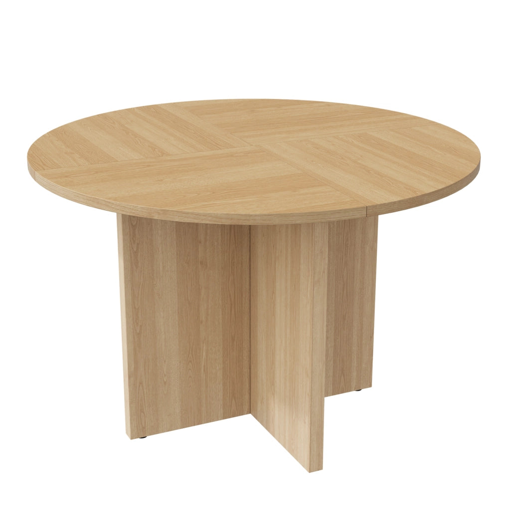 Tavolo da pranzo rotondo 120 cm; facile da montare; in MDF; naturale