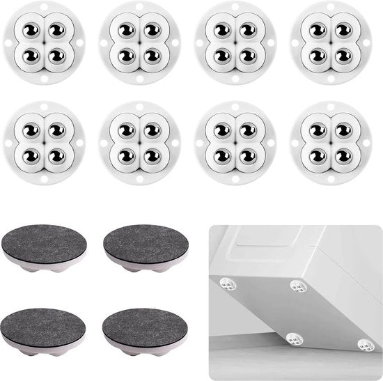 12 pezzi di ruote autoadesive 360 gradi girevoli - ruote robuste per cassetti e mobili piccoli - capacità di carico fino a 100 kg - montaggio senza strumenti 47mm - bianco