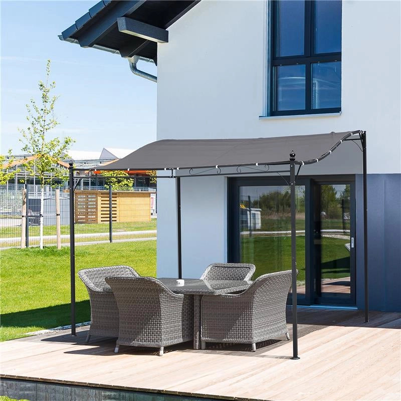 GAZEBO DA ESTERNO PERGOLA 297X297 CM IDEALE PER GIARDINO E TERRAZZO CON TENDA GRIGIA