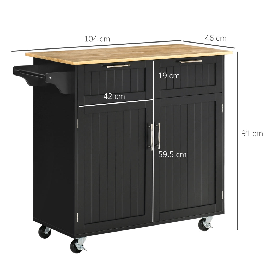 Carrello Cucina Multiuso con Cassetti e Ante ¨C Zephmum ¨C Legno 104x46x91 Nero