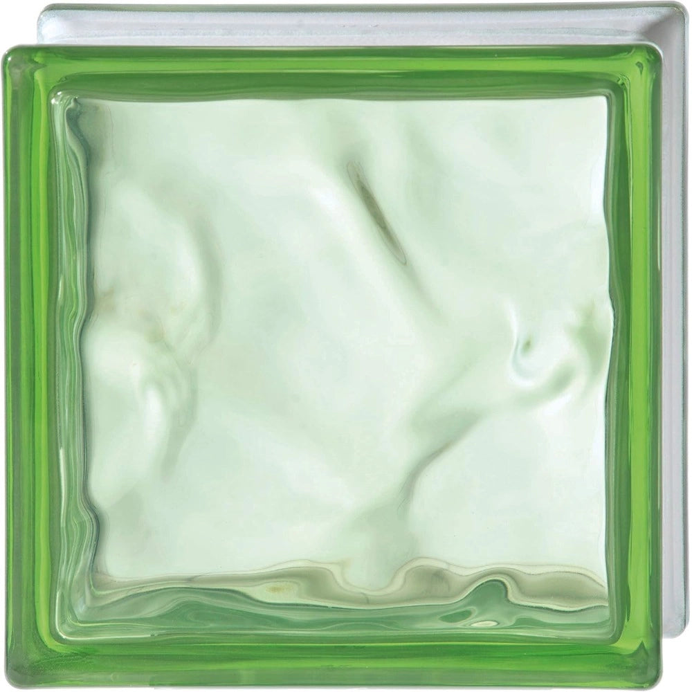 Vetromattone effetto ondulato lime 190 x 190 x 80 mm confezione 6 pezzi