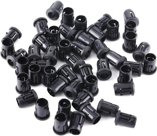 Impianto di montaggio elettronico per LED - set da 50 pezzi - Clip di fissaggio in nylon nero - Sostegno per diodi per LED di 3 mm, 5 mm, 8 mm e 10 mm.