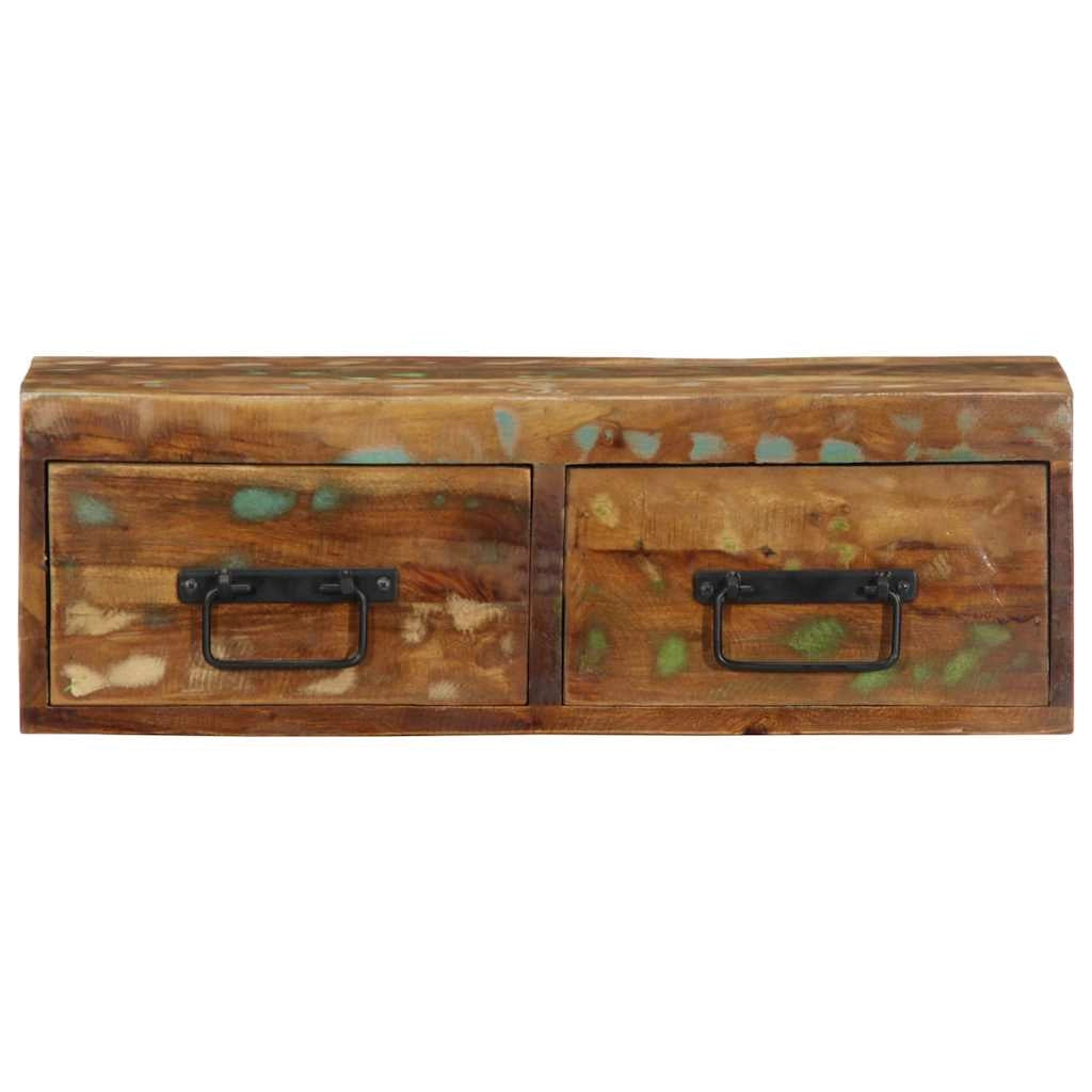 Mobile TV da parete salvaspazio con pratico spazio di archiviazione 60 x 30 x 19 cm in legno massello di recupero multicolore 02_0057690