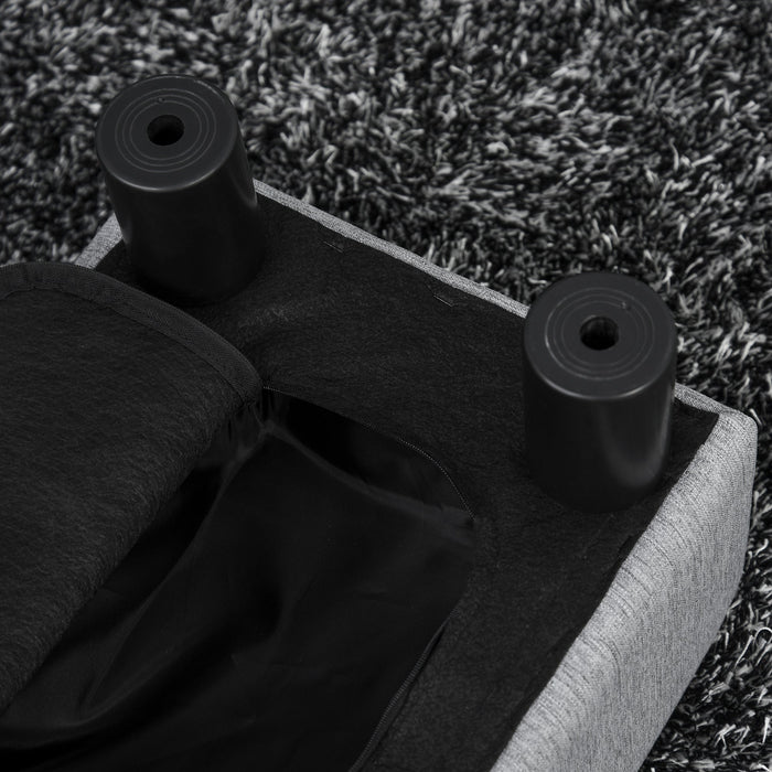 Pouf Poggiapiedi Imbottito 40x30x24 cm in Tessuto Effetto Lino Grigio