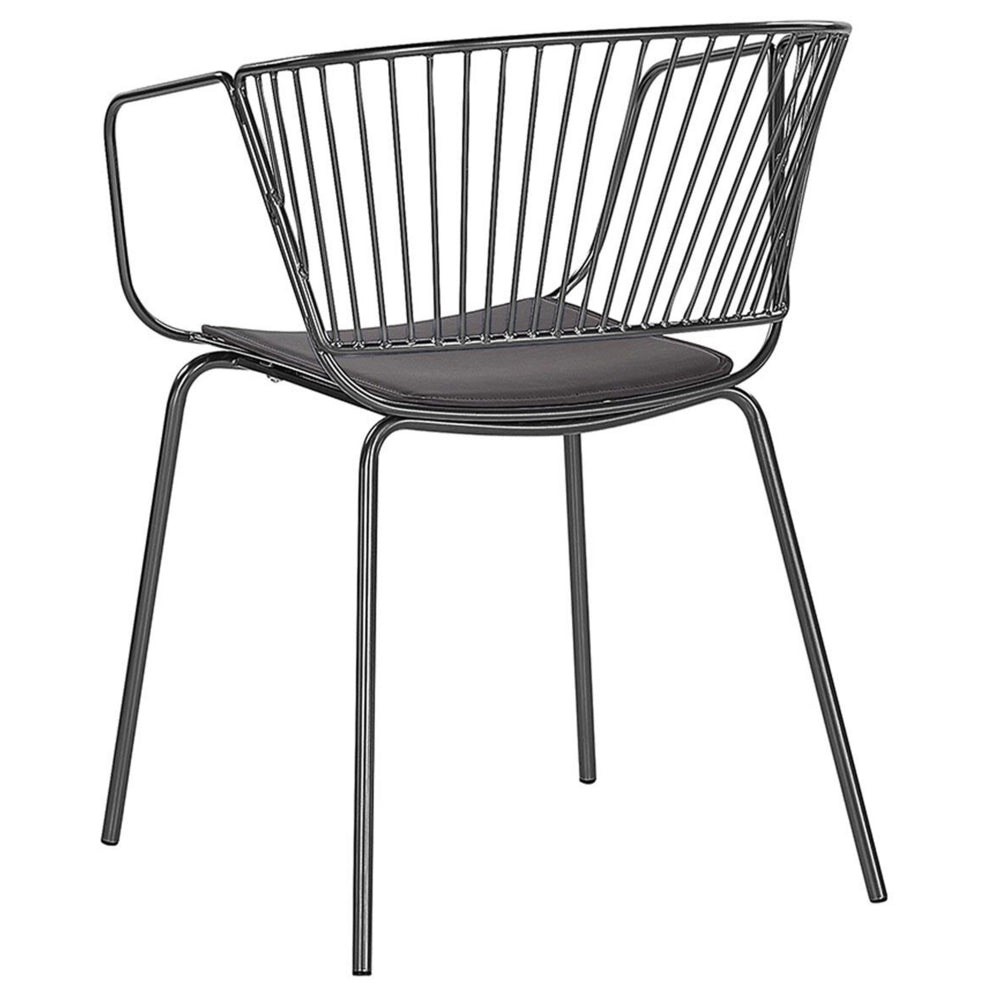 Set di 2 sedie da pranzo design in filo di metallo Nero con imbottitura in ecopelle con stile industriale glam