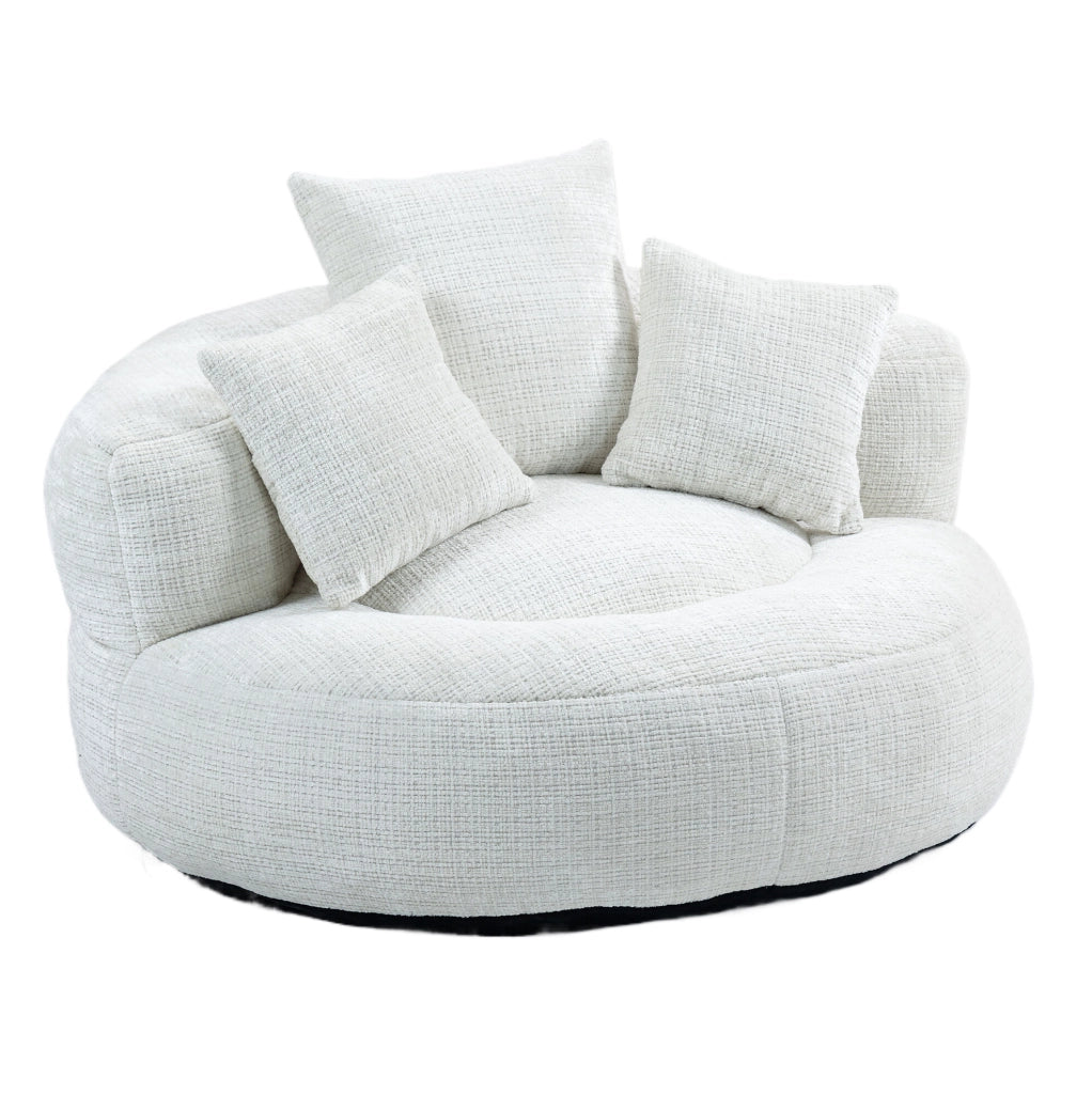 Poltrona sacco in ciniglia beige 108x108x52 cm