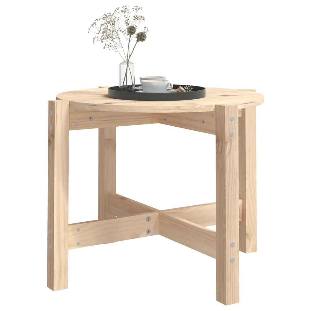 Tavolino da Salotto Ø 62,5x45 cm in Legno Massello di Pino 822302