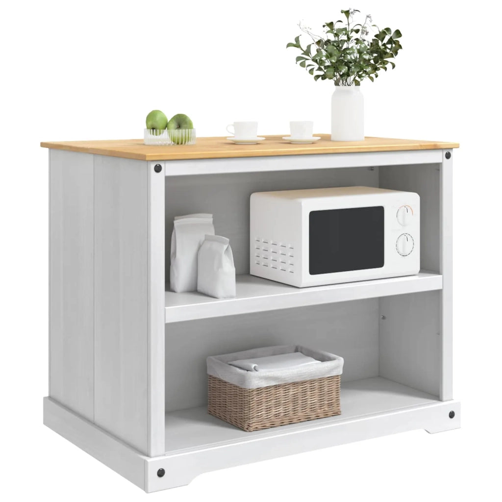 Carrello da Cucina 2 pcs Bianco e Cera di Miele Pino Massello 3425381