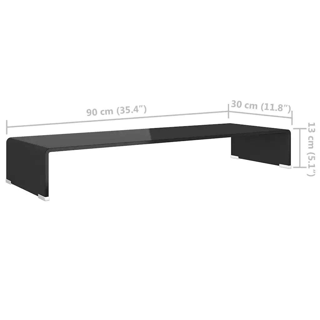 Mobile/Rialzo Porta TV in Vetro-Supporto per TV Nero 90x30x13 cm