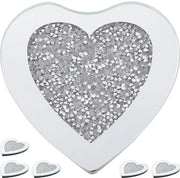 Set di 6 piatti da sotto tazza a forma di cuore, piatti da sotto tazza a sei facce in cristallo per tè, piatti da sotto tazza antiscivolo e termoresistente per bevande, decorazione domestica e uffici