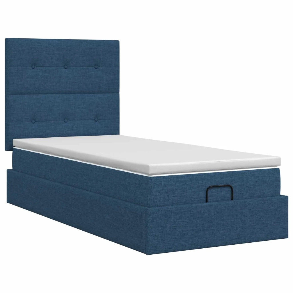 Letto ottomano con materasso Blu 90 x 200 cm Tessuto 3457465