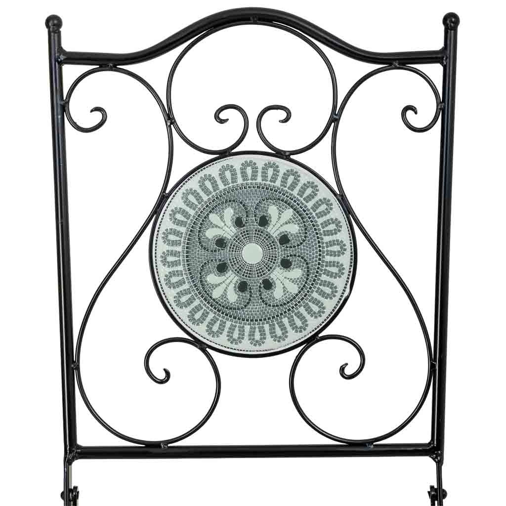 Set tavolo e 2 sedie in metallo, 60x60x75h cm, 38x46x90h cm