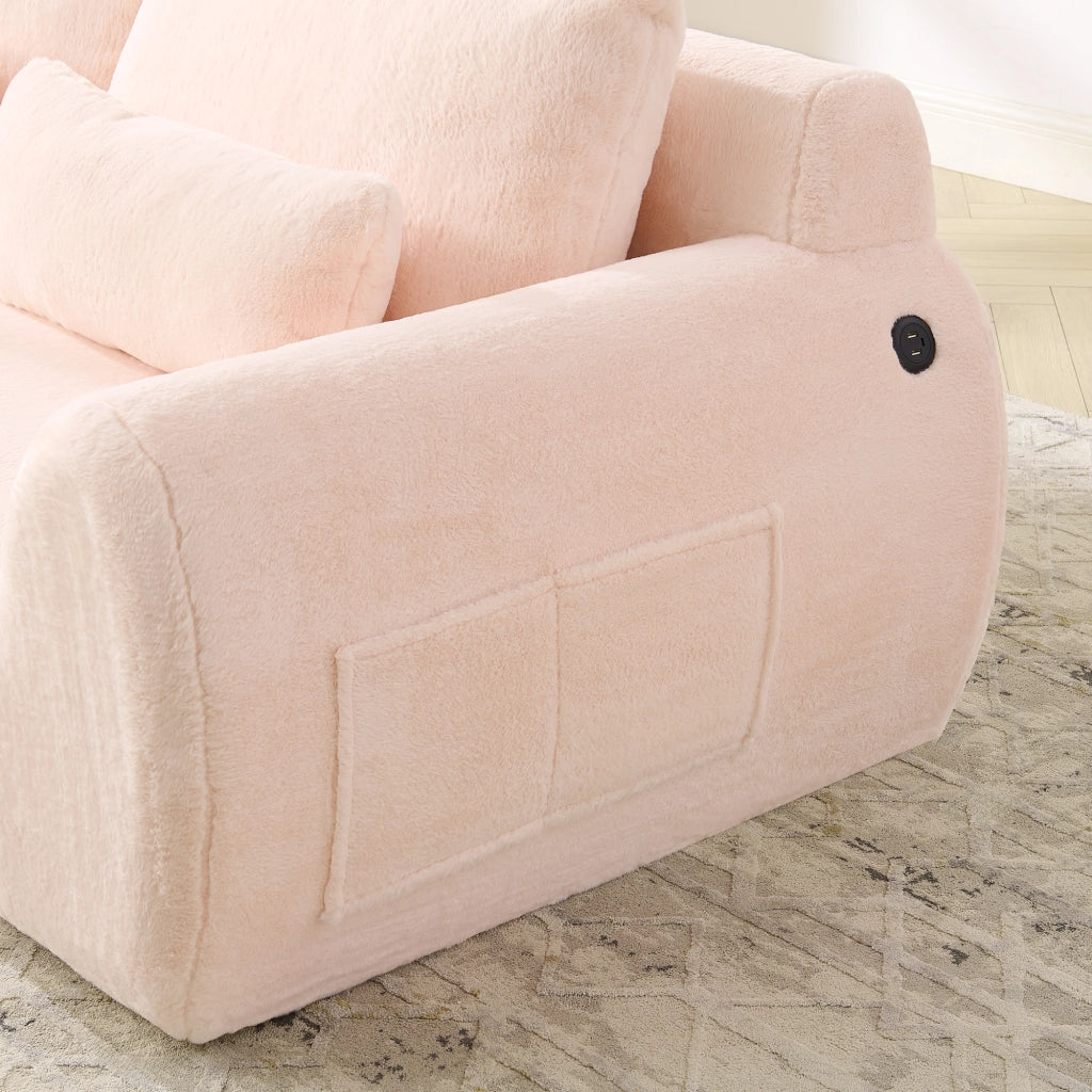 Divano 2 posti con USB e tasca laterale in schiuma Rosa