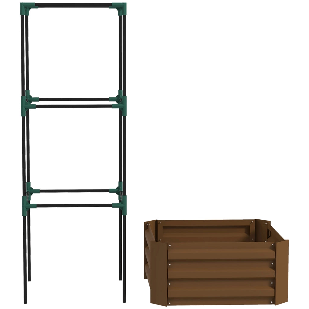 Vaso da Giardino con Griglia di Supporto ¨C zephmum ¨C Marrone 61x61x140 cm