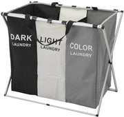 Asciugamani 3 Compartimenti Grande Asciugamani Pieghevoli con Tasche Rimovibile Asciugamani per 3 Compartimenti Raccoglitore di Asciugamani con Supporto in Alluminio e Maniglia per Spazio Lavanderia, 66 x 38 x 58 cm