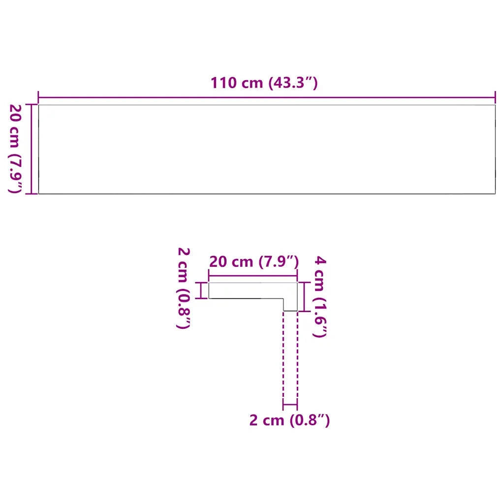 Davanzali 2 pz Marrone Scuro 110x20x2 cm Legno Massello Rovere 4009177