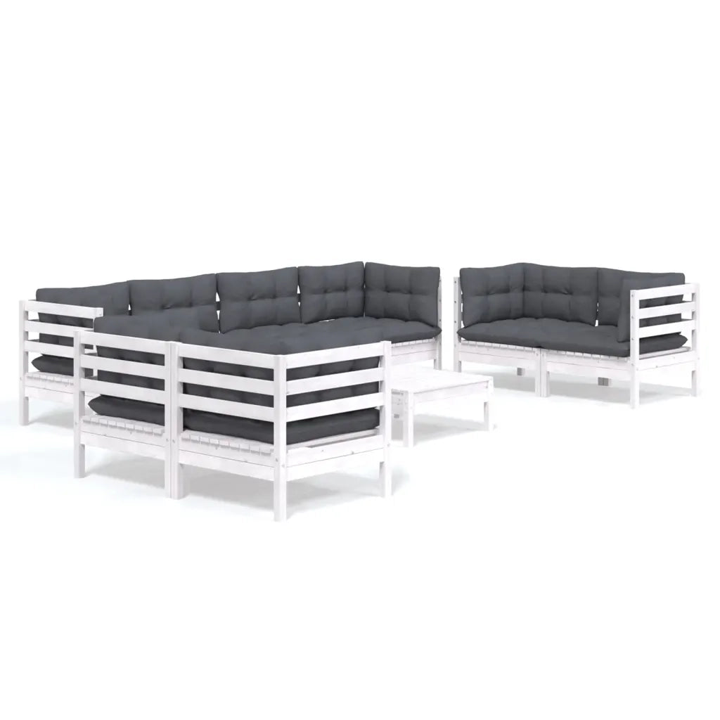Set Salotto Giardino con Cuscini 9 pz in Legno Massello di Pino