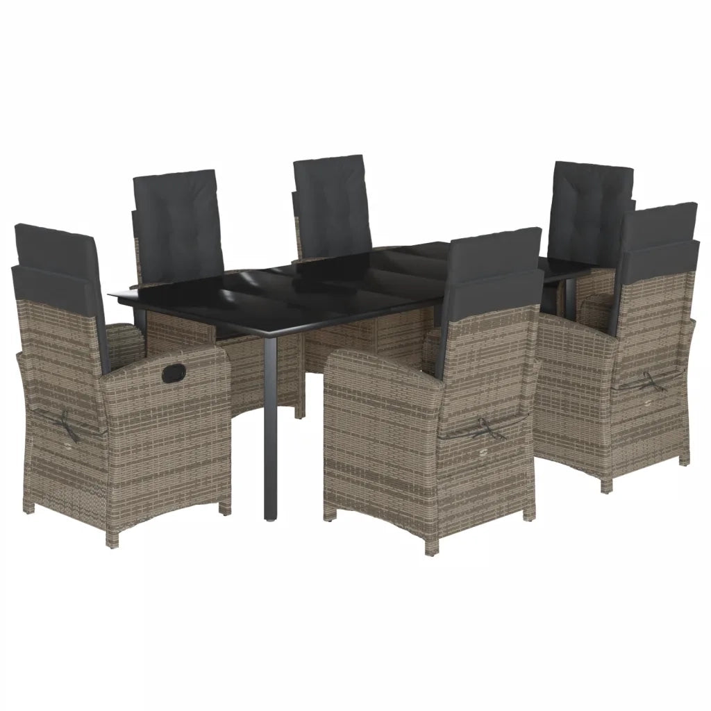 Set da Pranzo da Giardino 7 pz con Cuscini in Polyrattan Grigio 3212367