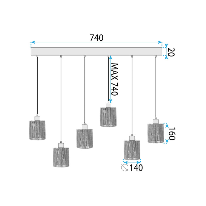 Lampada APP1822-6CP Nature Black