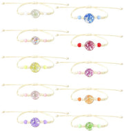 Bracciali fiorali da 10 pezzi - Bracciali amici per bambine - Bracciali regolabili - Bracciali hand-tessuti - Gioielli per bambini - Perle di vetro/CB - Bracciali amici