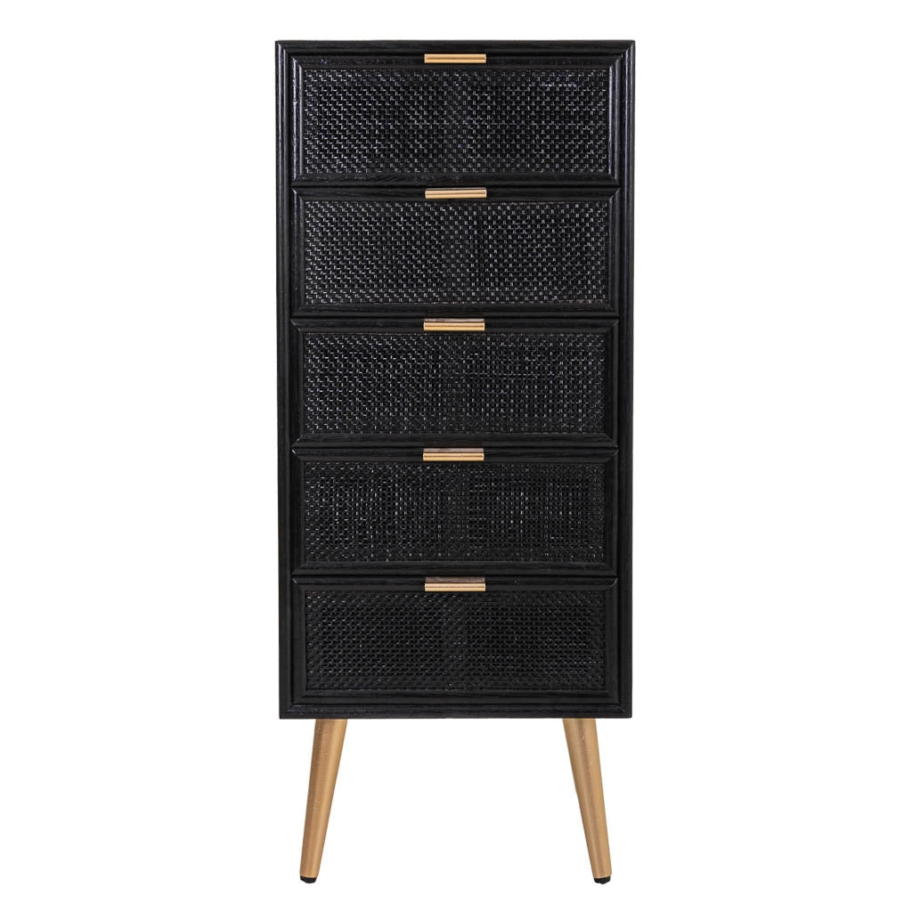 Settimanale in legno laccato nero e griglia 42x36,5x100,5h