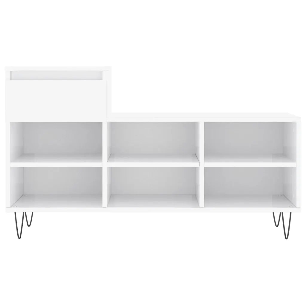Scarpiera Bianco Lucido 102x36x60 cm in Legno Multistrato 831366