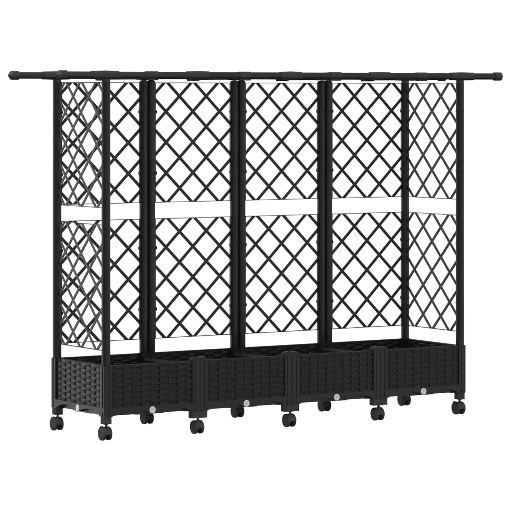 Letto Rialzato con Griglia e Tetto Nero 202,5 x 40 x 127 cm PP 3423161