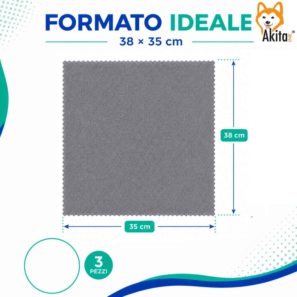 Akitaink 3 Panni in Microfibra Magic Tuttofare 38x35 cm